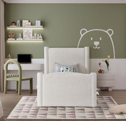 Meridian Furniture - Elias Cream Boucle Fabric Twin Bed - B1299Cream-T veiw 4