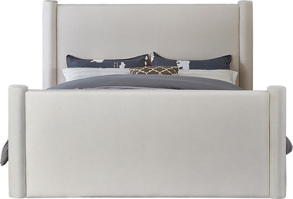 Meridian Furniture - Elias Cream Velvet King Bed - B1298Cream-K veiw 3