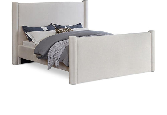 Meridian Furniture - Elias Cream Velvet Queen Bed - B1298Cream-Q veiw 1