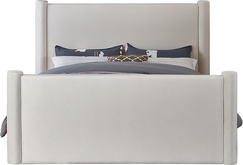 Meridian Furniture - Elias Cream Velvet Queen Bed - B1298Cream-Q veiw 3