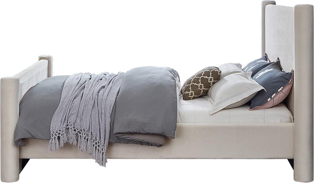Meridian Furniture - Elias Cream Velvet Queen Bed - B1298Cream-Q veiw 5