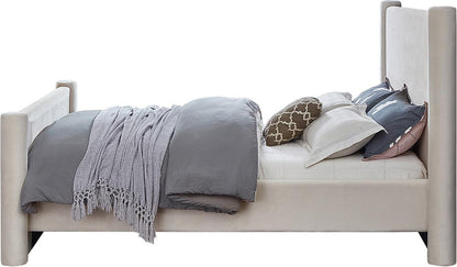 Meridian Furniture - Elias Cream Velvet Queen Bed - B1298Cream-Q veiw 5