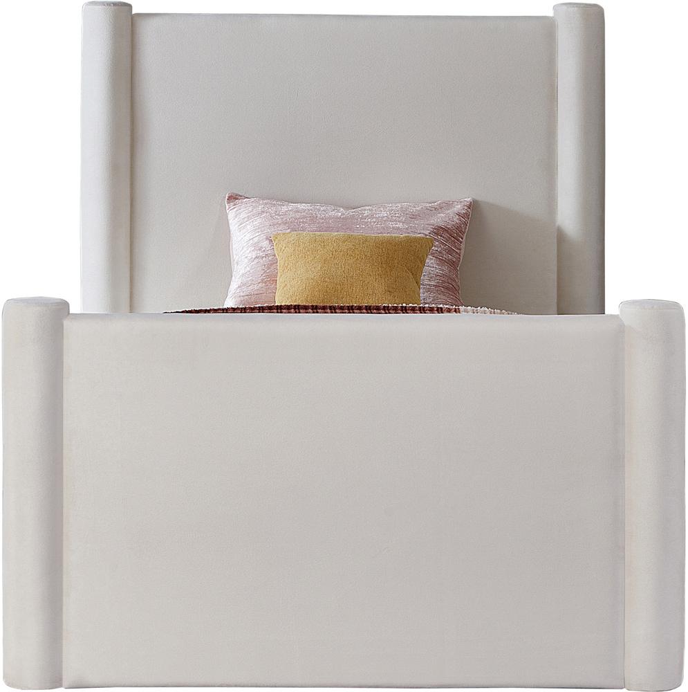 Meridian Furniture - Elias Cream Velvet Twin Bed - B1298Cream-T veiw 3