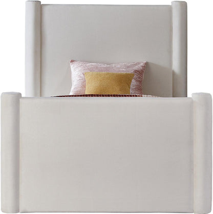 Meridian Furniture - Elias Cream Velvet Twin Bed - B1298Cream-T veiw 3
