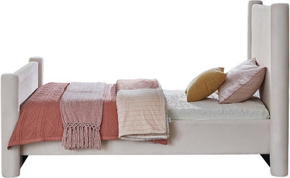 Meridian Furniture - Elias Cream Velvet Twin Bed - B1298Cream-T veiw 5