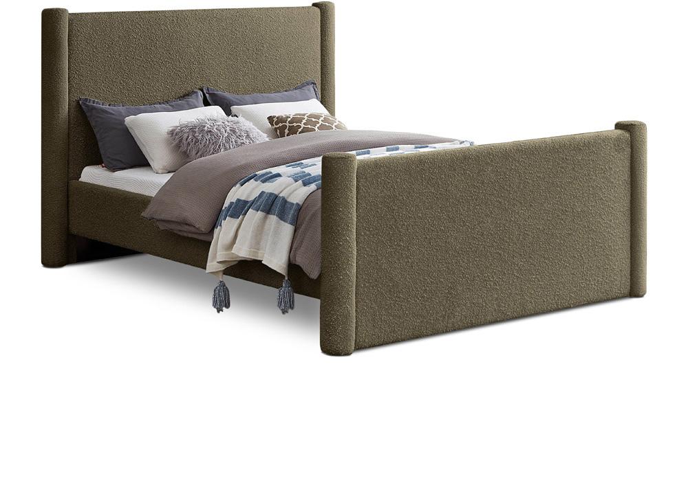 Meridian Furniture - Elias Olive Green Boucle Fabric Full Bed - B1299Olive-F veiw 1
