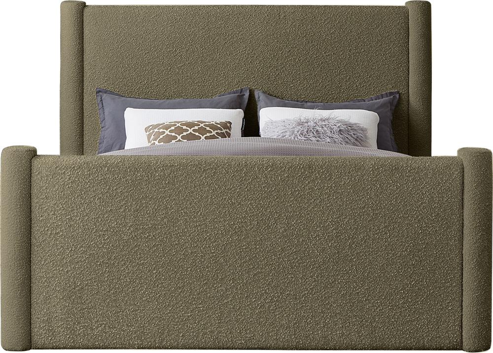 Meridian Furniture - Elias Olive Green Boucle Fabric Full Bed - B1299Olive-F veiw 3