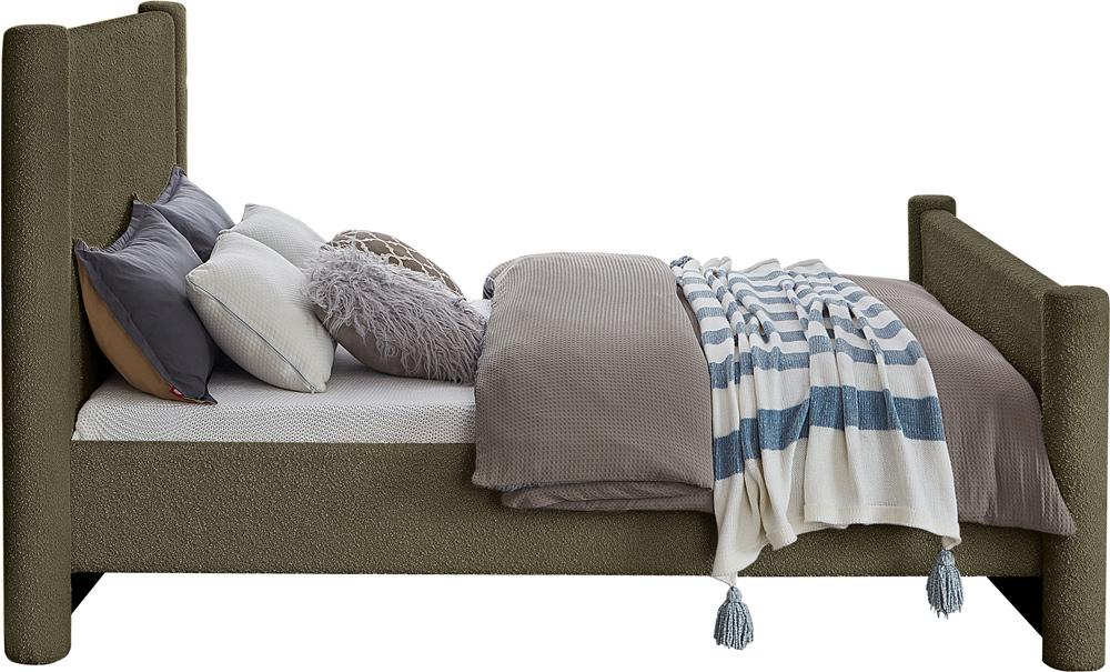 Meridian Furniture - Elias Olive Green Boucle Fabric Full Bed - B1299Olive-F veiw 5