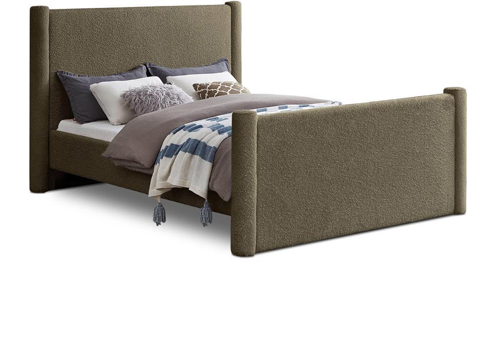 Meridian Furniture - Elias Olive Green Boucle Fabric King Bed - B1299Olive-K veiw 1