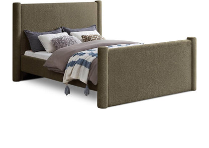 Meridian Furniture - Elias Olive Green Boucle Fabric Queen Bed - B1299Olive-Q veiw 1