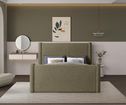 Meridian Furniture - Elias Olive Green Boucle Fabric Queen Bed - B1299Olive-Q veiw 4