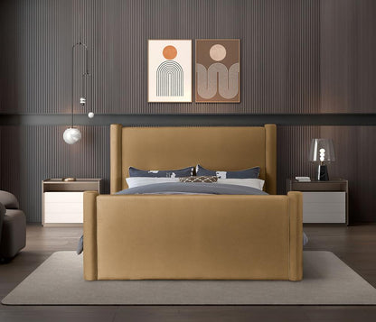Meridian Furniture - Elias Saddle Velvet Full Bed - B1298Saddle-F veiw 4