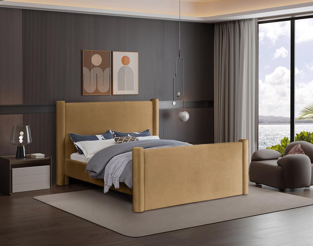 Meridian Furniture - Elias Saddle Velvet King Bed - B1298Saddle-K veiw 2
