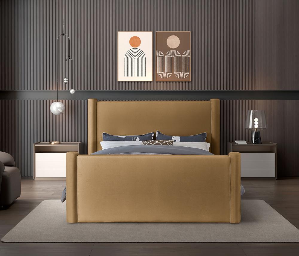 Meridian Furniture - Elias Saddle Velvet Queen Bed - B1298Saddle-Q veiw 4