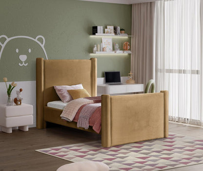 Meridian Furniture - Elias Saddle Velvet Twin Bed - B1298Saddle-T veiw 2