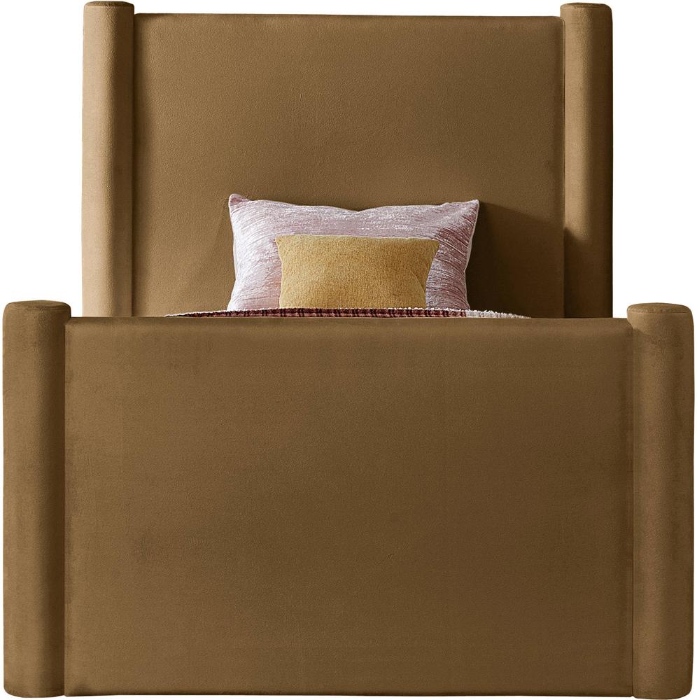 Meridian Furniture - Elias Saddle Velvet Twin Bed - B1298Saddle-T veiw 3
