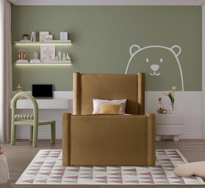 Meridian Furniture - Elias Saddle Velvet Twin Bed - B1298Saddle-T veiw 4
