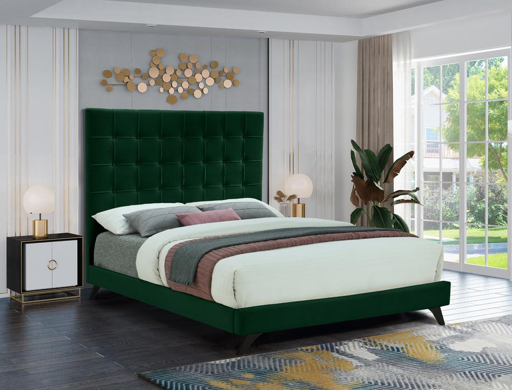 Meridian Furniture - Elly Green Velvet Full Bed - EllyGreen-F veiw 2
