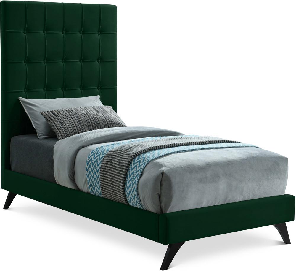 Meridian Furniture - Elly Green Velvet Twin Bed - EllyGreen-T veiw 1