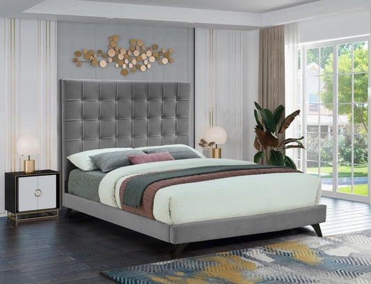 Meridian Furniture - Elly Grey Velvet King Bed - EllyGrey-K veiw 2