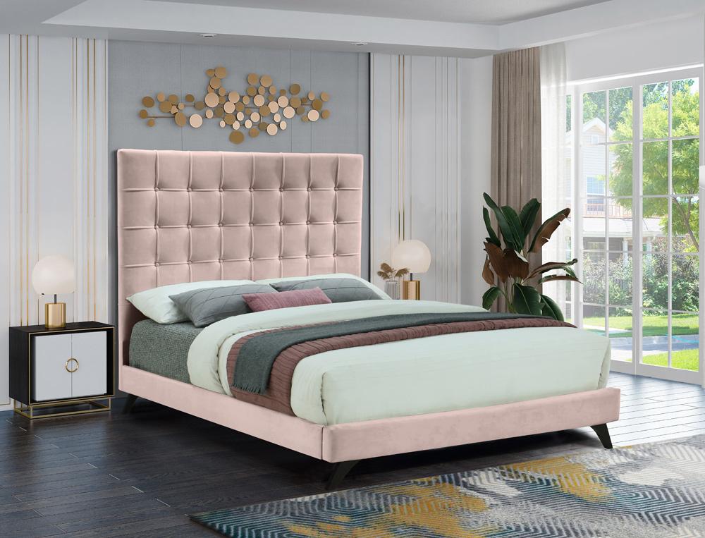 Meridian Furniture - Elly Pink Velvet King Bed - EllyPink-K veiw 2