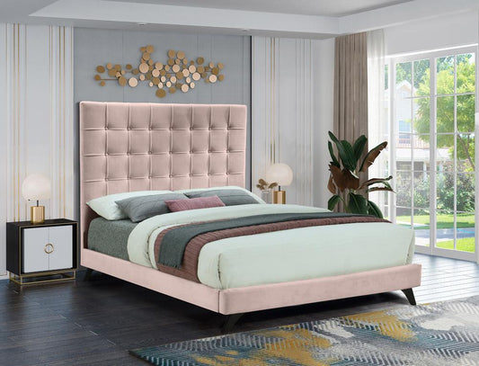 Meridian Furniture - Elly Pink Velvet King Bed - EllyPink-K veiw 2