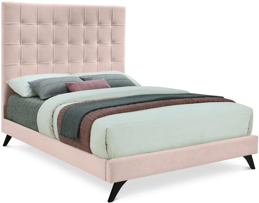 Meridian Furniture - Elly Pink Velvet Queen Bed - EllyPink-Q veiw 1