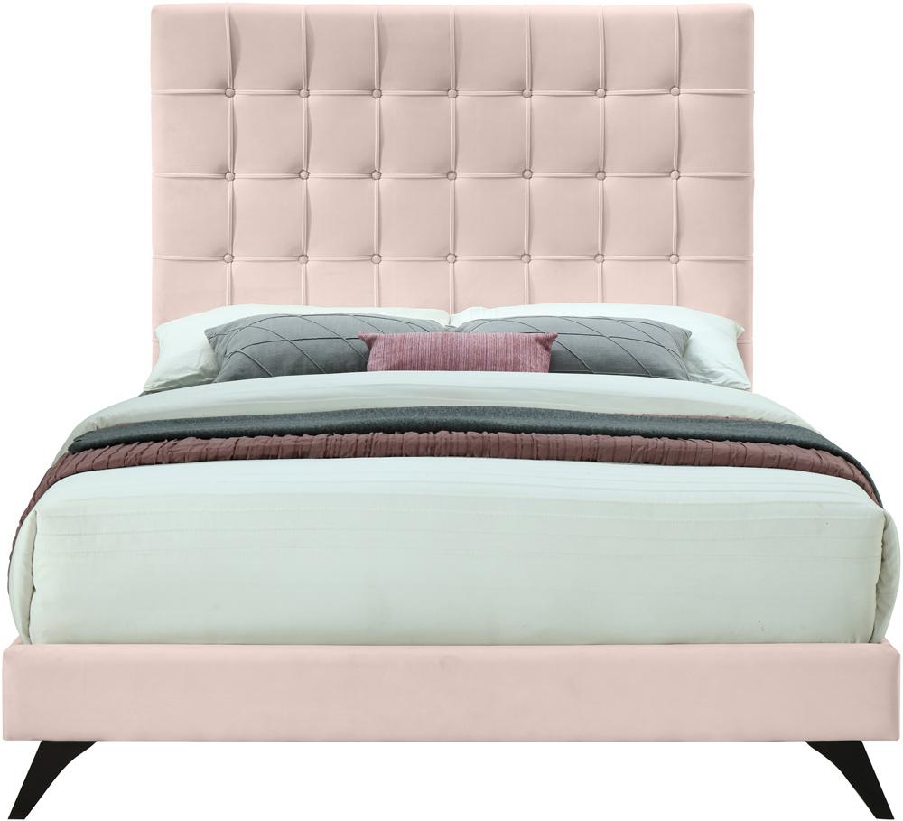 Meridian Furniture - Elly Pink Velvet Queen Bed - EllyPink-Q veiw 3