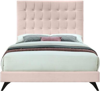 Meridian Furniture - Elly Pink Velvet Queen Bed - EllyPink-Q veiw 3