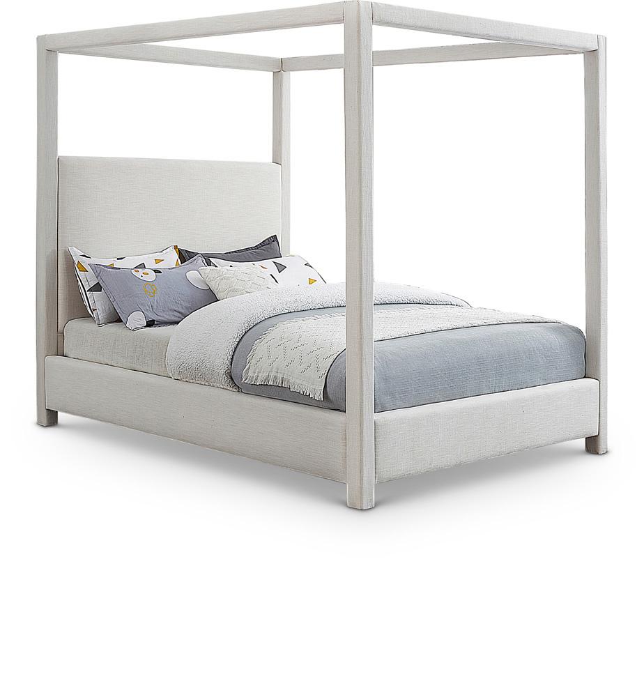 Meridian Furniture - Emerson Cream Linen Textured Fabric King Bed - EmersonCream-K veiw 1