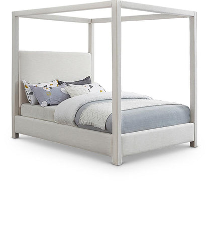 Meridian Furniture - Emerson Cream Linen Textured Fabric King Bed - EmersonCream-K veiw 1