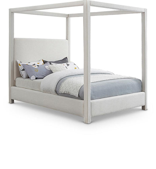 Meridian Furniture - Emerson Cream Linen Textured Fabric King Bed - EmersonCream-K veiw 1