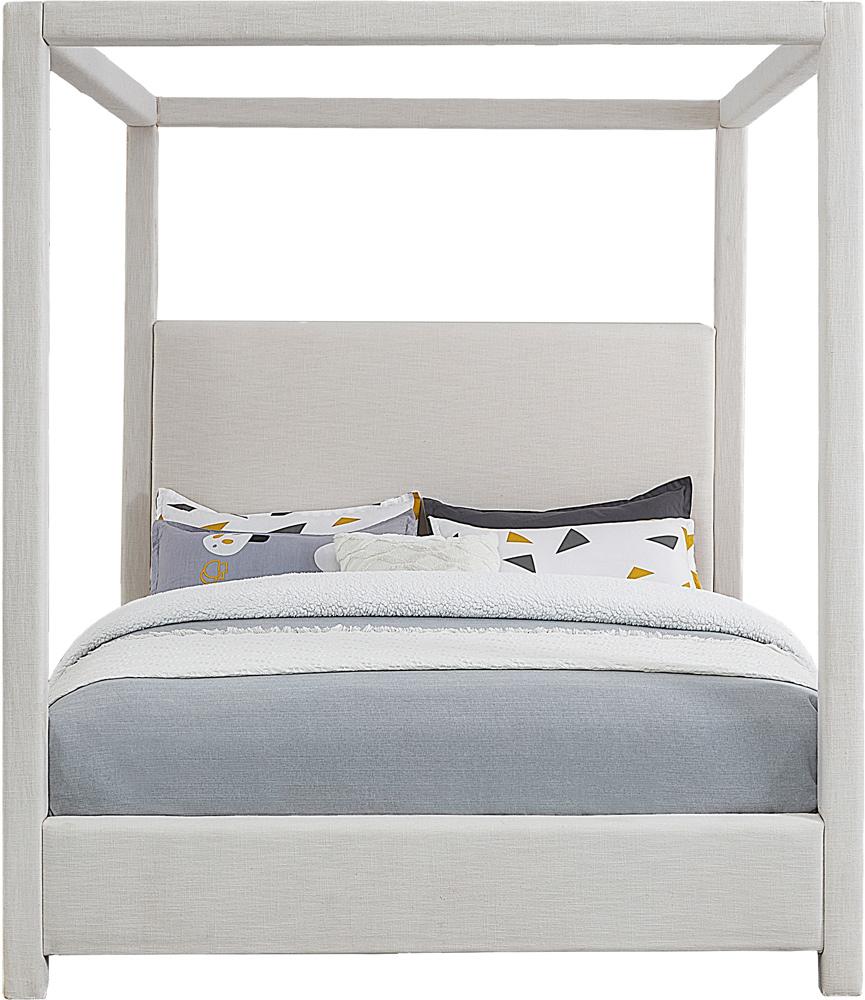 Meridian Furniture - Emerson Cream Linen Textured Fabric King Bed - EmersonCream-K veiw 3