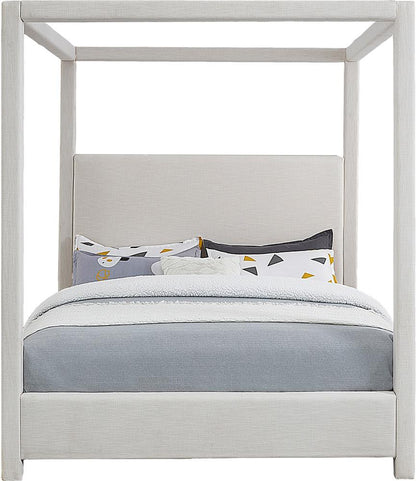 Meridian Furniture - Emerson Cream Linen Textured Fabric King Bed - EmersonCream-K veiw 3