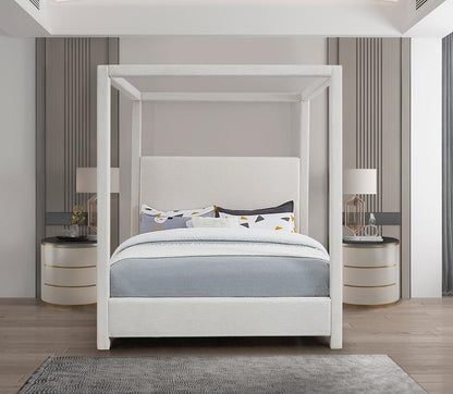 Meridian Furniture - Emerson Cream Linen Textured Fabric King Bed - EmersonCream-K veiw 4
