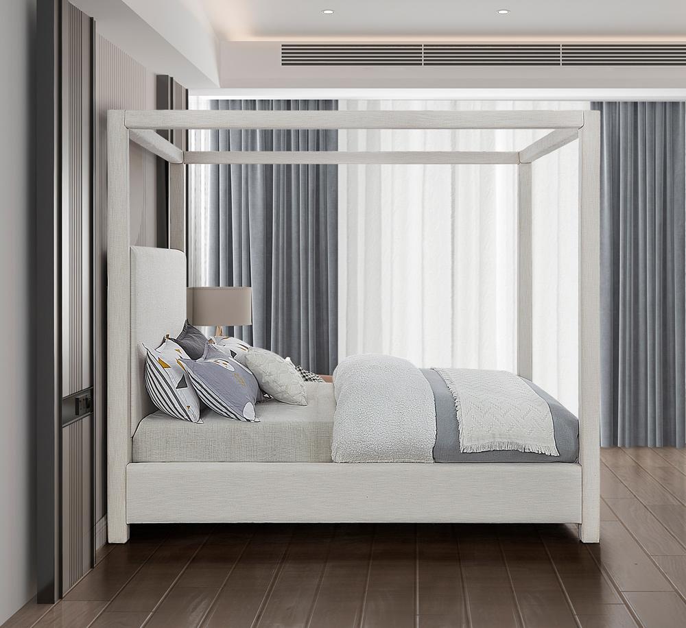Meridian Furniture - Emerson Cream Linen Textured Fabric King Bed - EmersonCream-K veiw 5