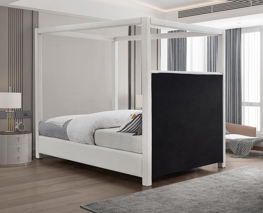 Meridian Furniture - Emerson Cream Linen Textured Fabric King Bed - EmersonCream-K veiw 6