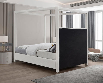Meridian Furniture - Emerson Cream Linen Textured Fabric King Bed - EmersonCream-K veiw 6