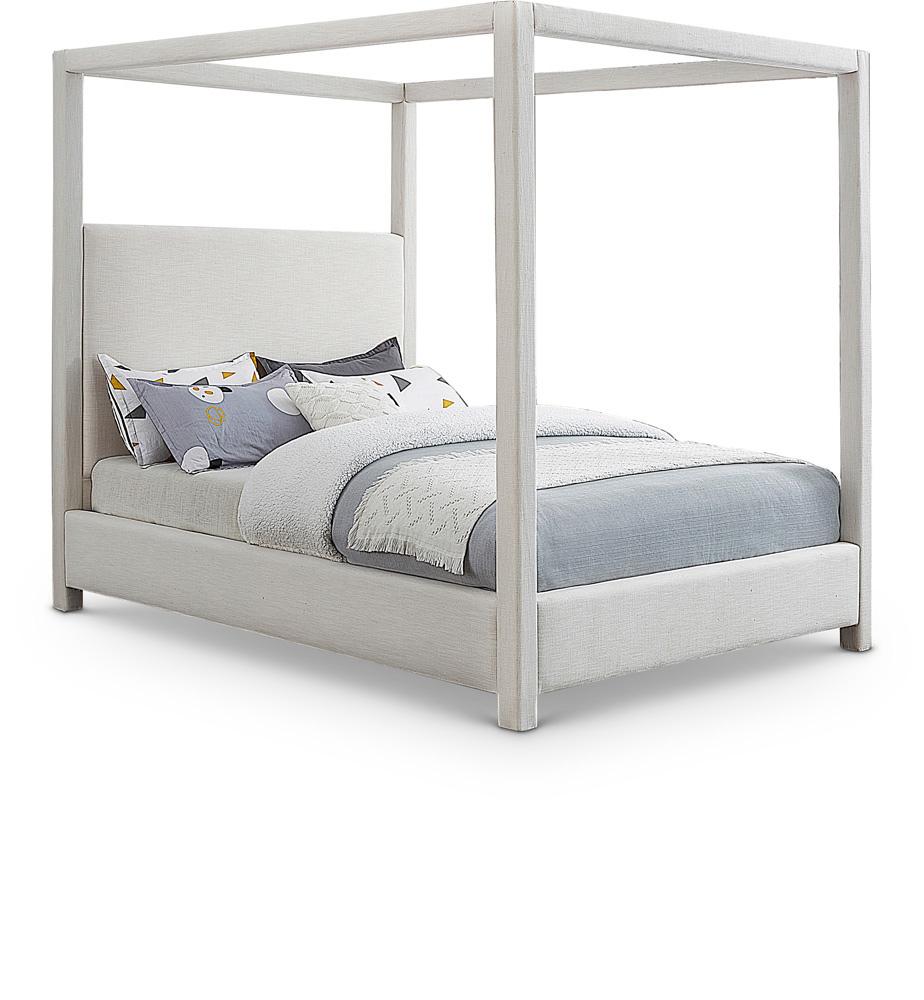 Meridian Furniture - Emerson Cream Linen Textured Fabric Queen Bed - EmersonCream-Q veiw 1