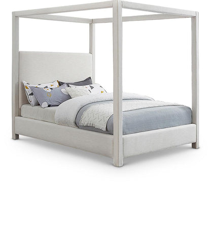 Meridian Furniture - Emerson Cream Linen Textured Fabric Queen Bed - EmersonCream-Q veiw 1