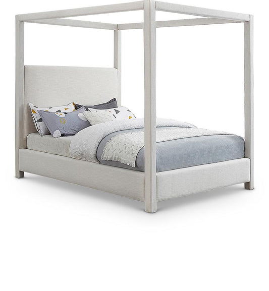 Meridian Furniture - Emerson Cream Linen Textured Fabric Queen Bed - EmersonCream-Q veiw 1
