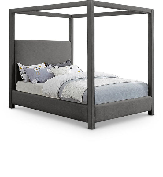 Meridian Furniture - Emerson Grey Linen Textured Fabric King Bed - EmersonGrey-K veiw 1