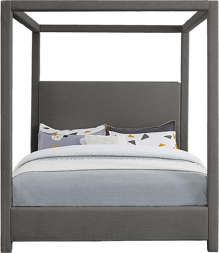 Meridian Furniture - Emerson Grey Linen Textured Fabric King Bed - EmersonGrey-K veiw 3