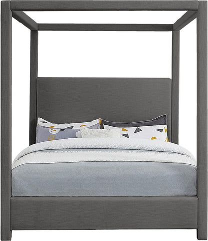 Meridian Furniture - Emerson Grey Linen Textured Fabric Queen Bed - EmersonGrey-Q veiw 3