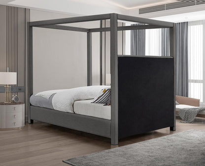 Meridian Furniture - Emerson Grey Linen Textured Fabric Queen Bed - EmersonGrey-Q veiw 6