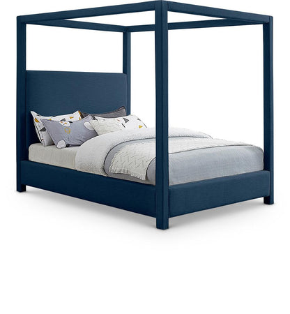 Meridian Furniture - Emerson Navy Linen Textured Fabric Queen Bed - EmersonNavy-Q veiw 1