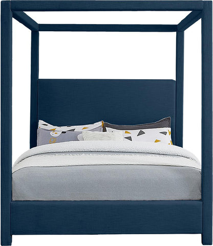 Meridian Furniture - Emerson Navy Linen Textured Fabric Queen Bed - EmersonNavy-Q veiw 3