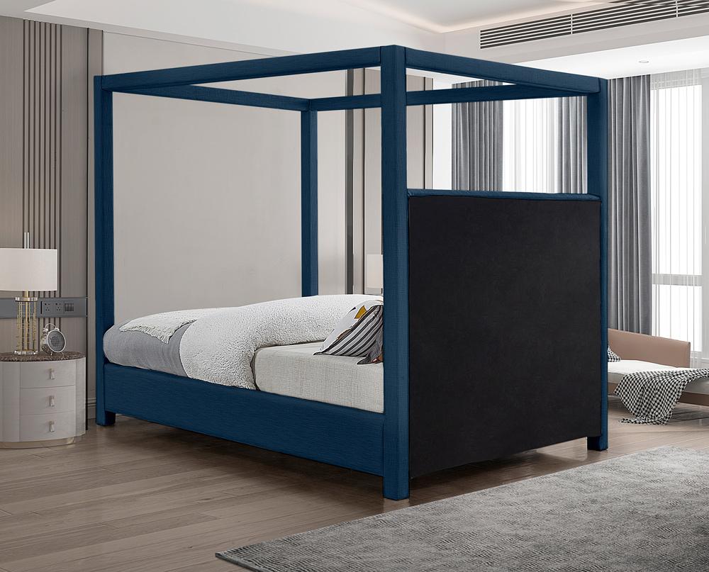 Meridian Furniture - Emerson Navy Linen Textured Fabric Queen Bed - EmersonNavy-Q veiw 6