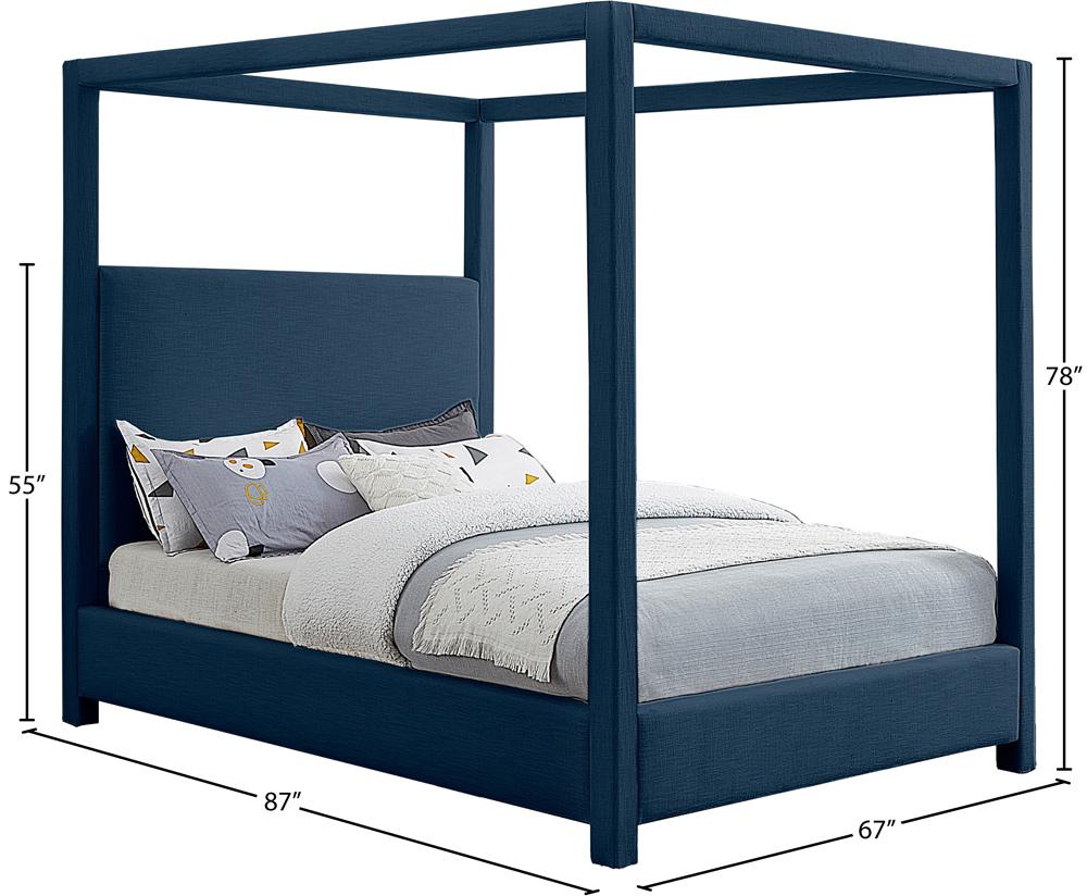 Meridian Furniture - Emerson Navy Linen Textured Fabric Queen Bed - EmersonNavy-Q veiw 7
