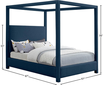 Meridian Furniture - Emerson Navy Linen Textured Fabric Queen Bed - EmersonNavy-Q veiw 7